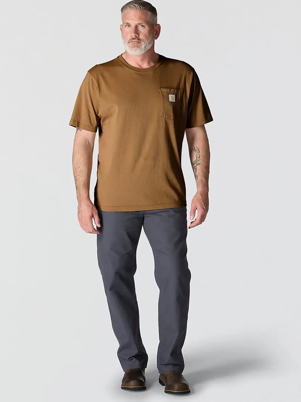 Carhartt Men’s Chest Pocket Tee in Brown Loose Fit